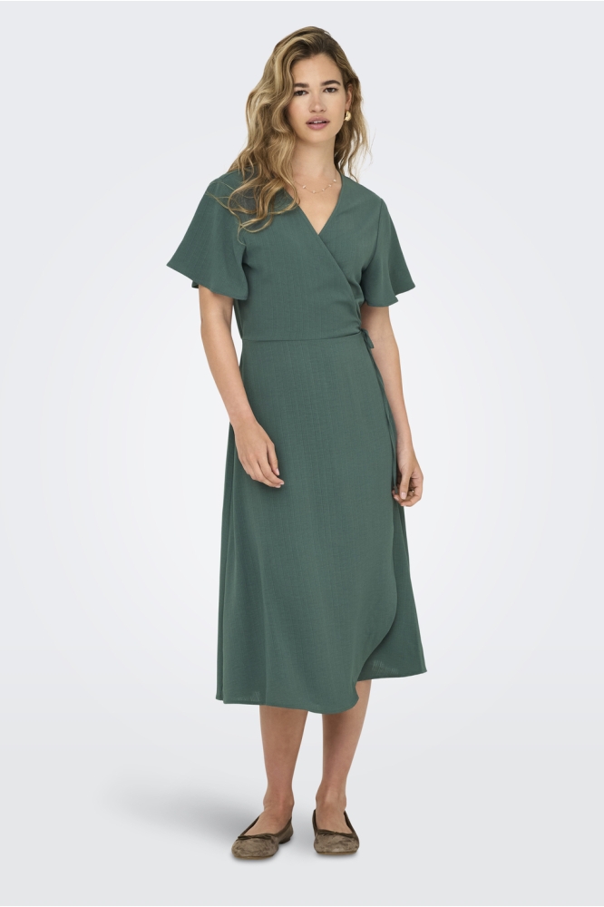 ONLCALI LIFE S/S MIDI WRAP DRESS WV 15269622 Balsam Green